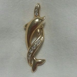 Gold and Diamond Dolphin Journey Pendant